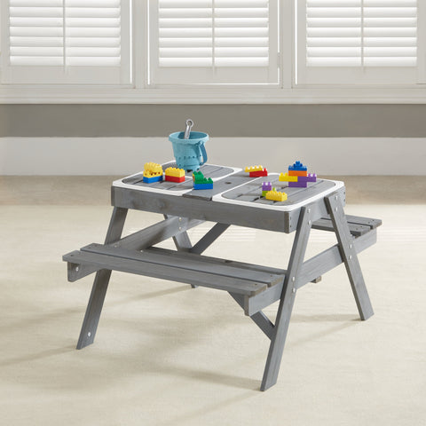Kids Picnic Table w/ 3 Collapsible Bins - Right Play