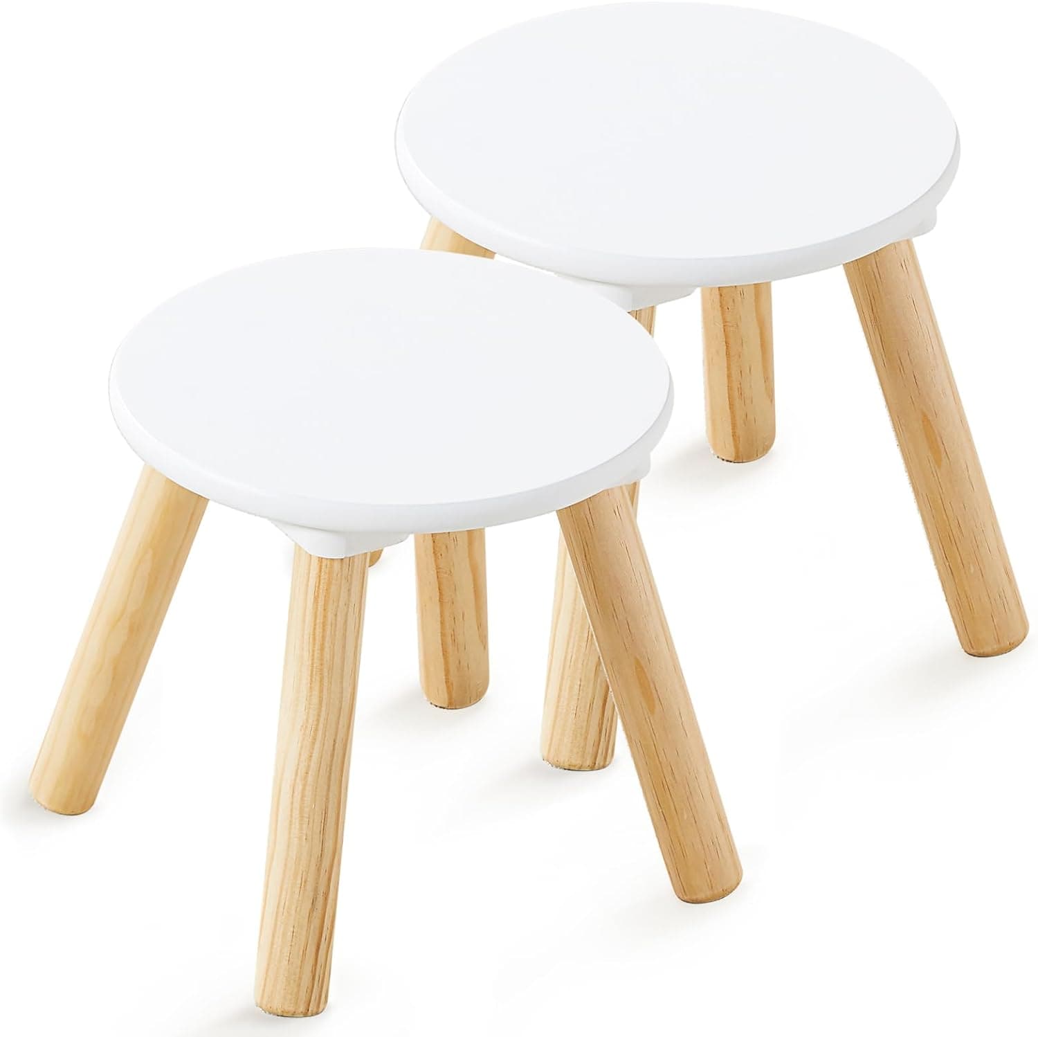 beright Round Wooden Stools 2 Pack