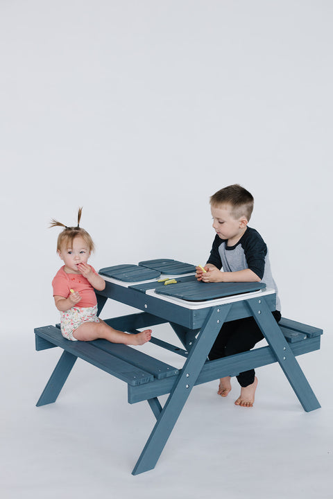 Kids Picnic Table w/ 3 Collapsible Bins
