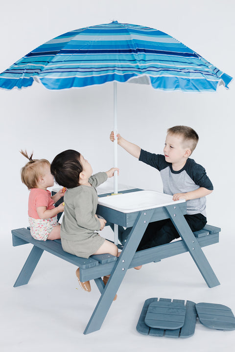 Kids Picnic Table w/ 3 Collapsible Bins