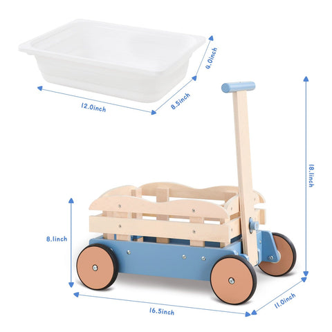 Wooden Cargo Walker Cart with Removable Basket