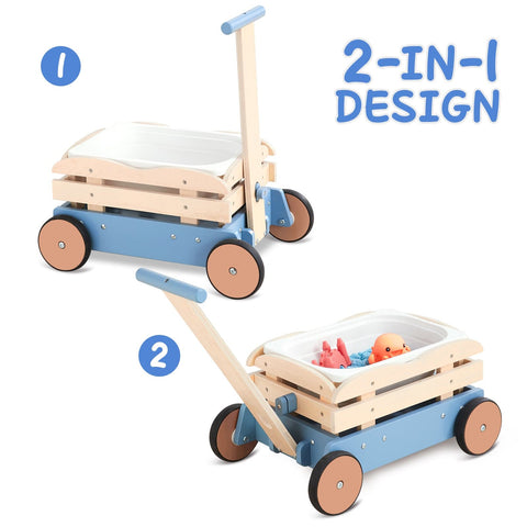 Wooden Cargo Walker Cart with Removable Basket