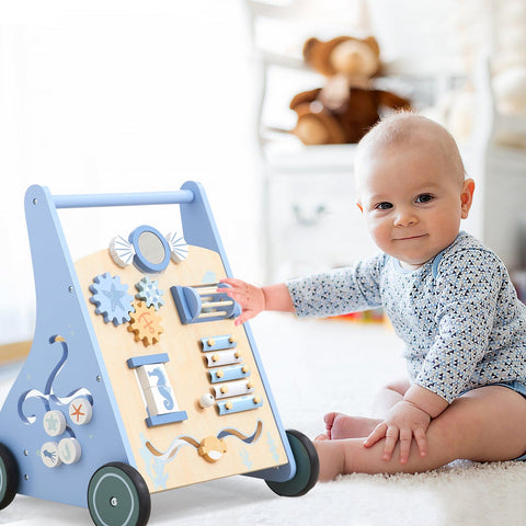 Seaworld Wooden Baby Walker, Blue