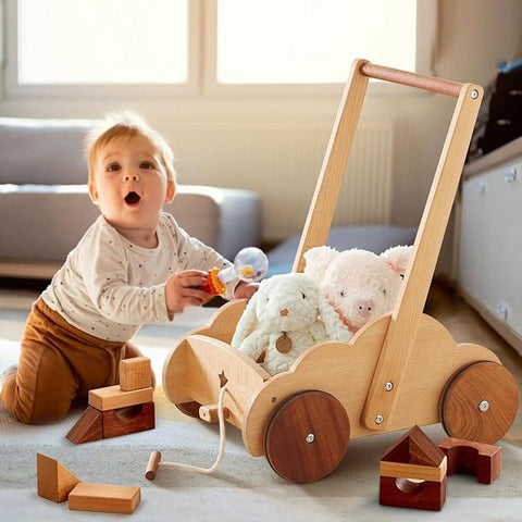 Wooden Baby Walker Push Toy w/o Building Blocks