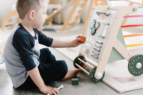 Wooden Baby Walker with Roller, Green