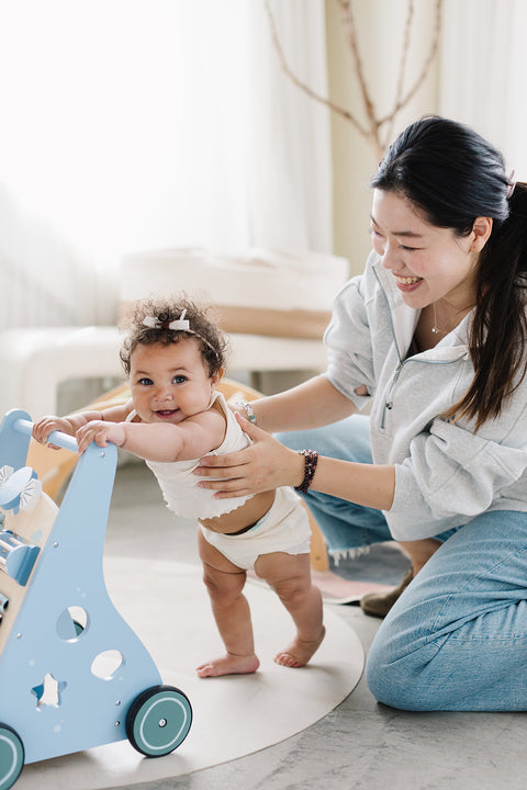 Seaworld Wooden Baby Walker, Blue