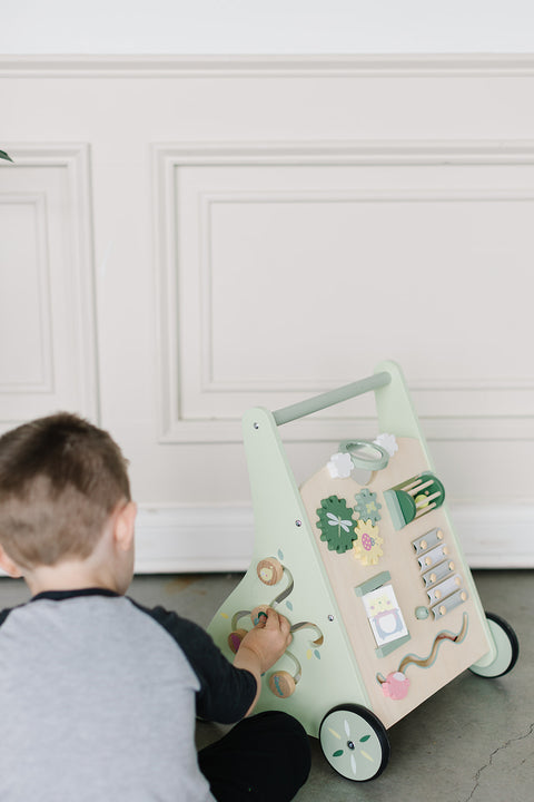 Wooden Baby Walker with Roller, Green