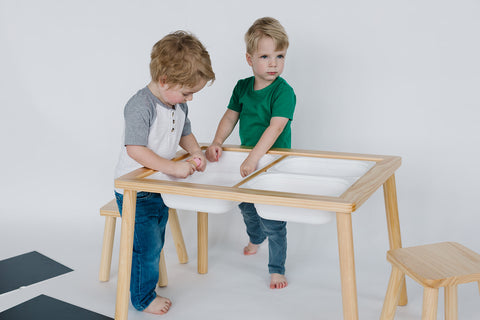 Land, Sand, Water Sensory Table w/ Bins (1 large + 2 small bins)