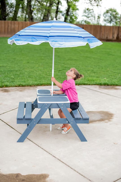 Kids Picnic Table w/  3 Collapsible Bins